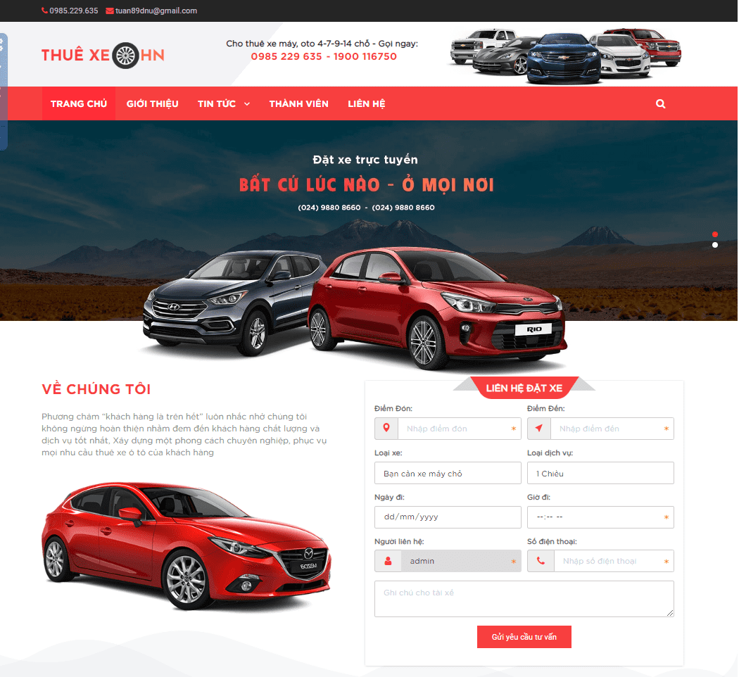 Thiết Kế Website Cho Thuê Xe Chuyên Nghiệp Giá Rẻ - Tăng Doanh Số 200%
