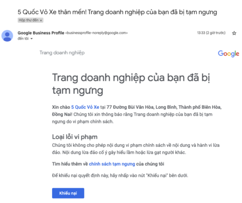 các lý do khiến google map bị tạm ngưng