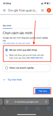 Hướng dẫn tạo Google My Business Bước 5