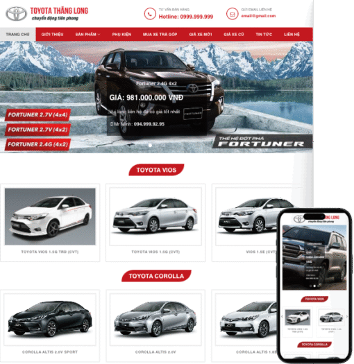 Mẫu website đại lý bán xe hơi TOYOTA 2025