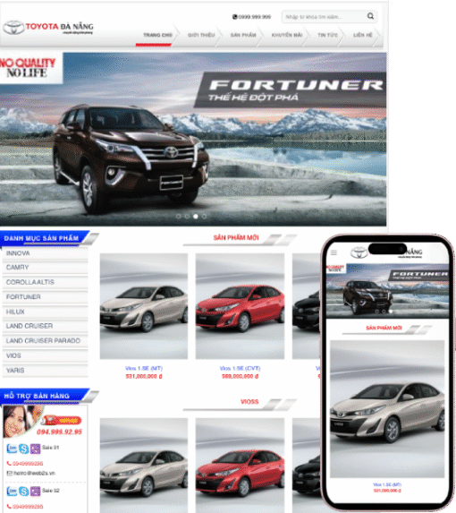 Thiết kế website mẫu web đại lý bán xe hơi TOYOTA 2025