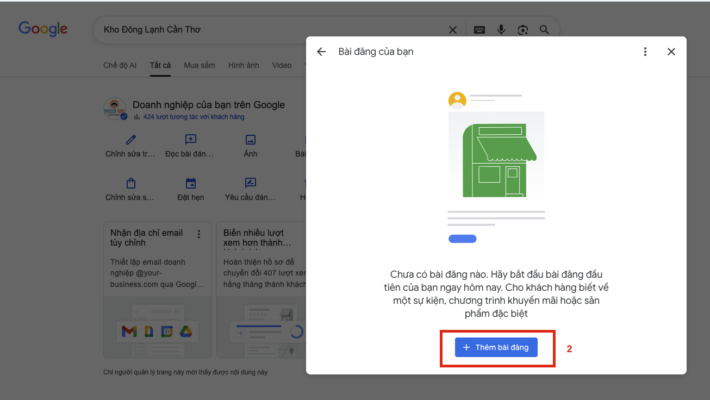 Bước 2 đăng bài lên Google Maps Business Tìm nút thêm bài đăng