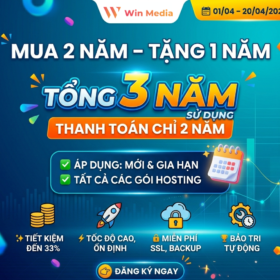 Khuyễn mãi hosting đăng ký 2 năm tặng 1 năm win media