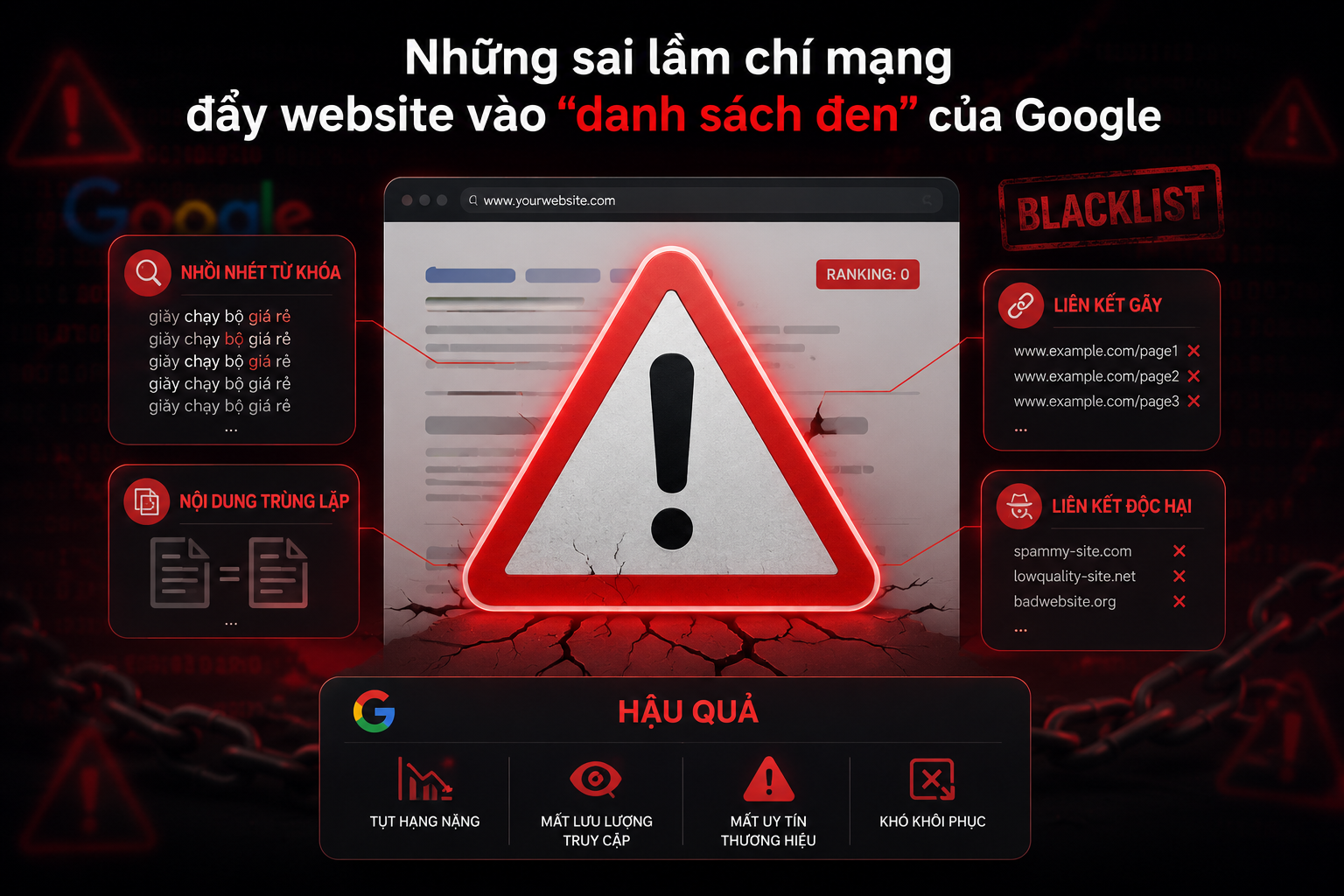 Những sai lầm chí mạng đẩy website vào danh sách đen của Google