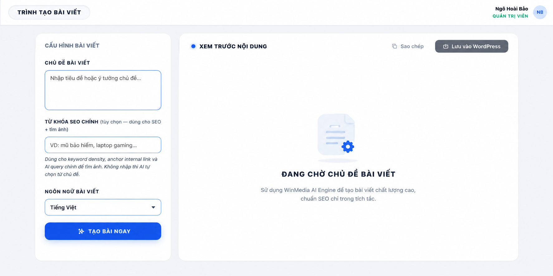 Trình tạo bài viết bằng AI