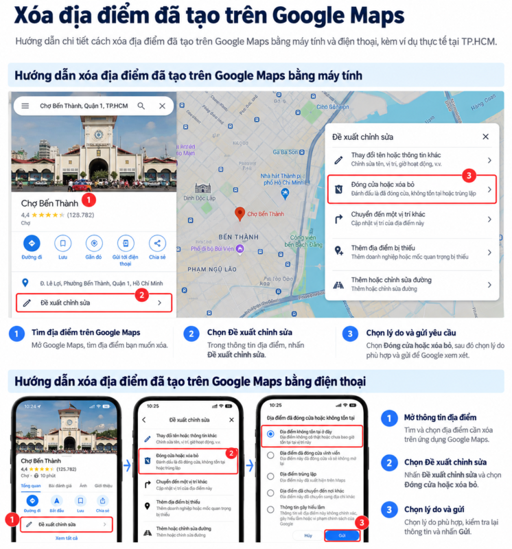 Xóa địa điểm đã tạo trên Google Maps